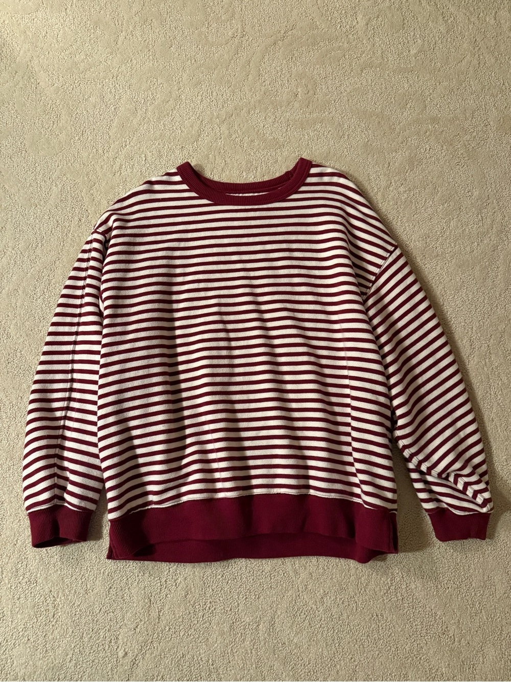 aerie Tres Chic Striped Crewneck Sweatshirt